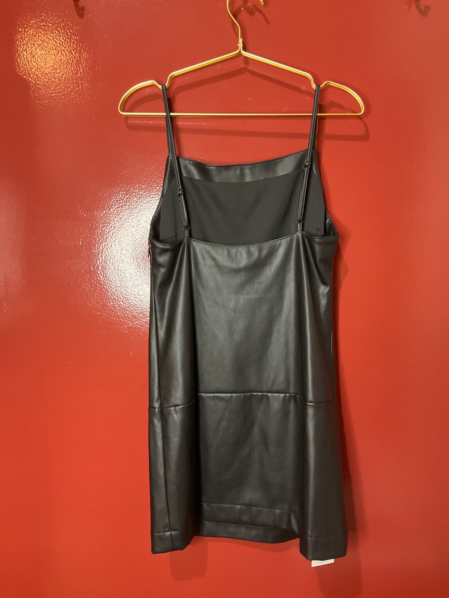 Staud Black Faux Leather Dress M