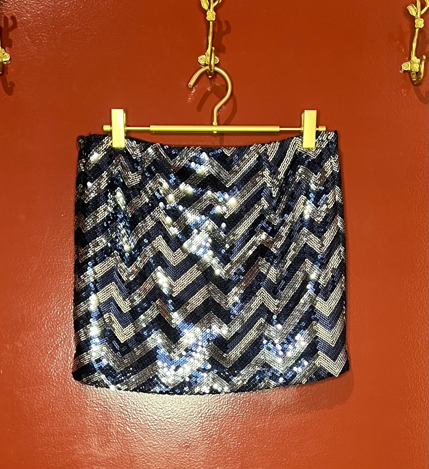Jay Godfrey Silver/Blue Mini Skirt 0