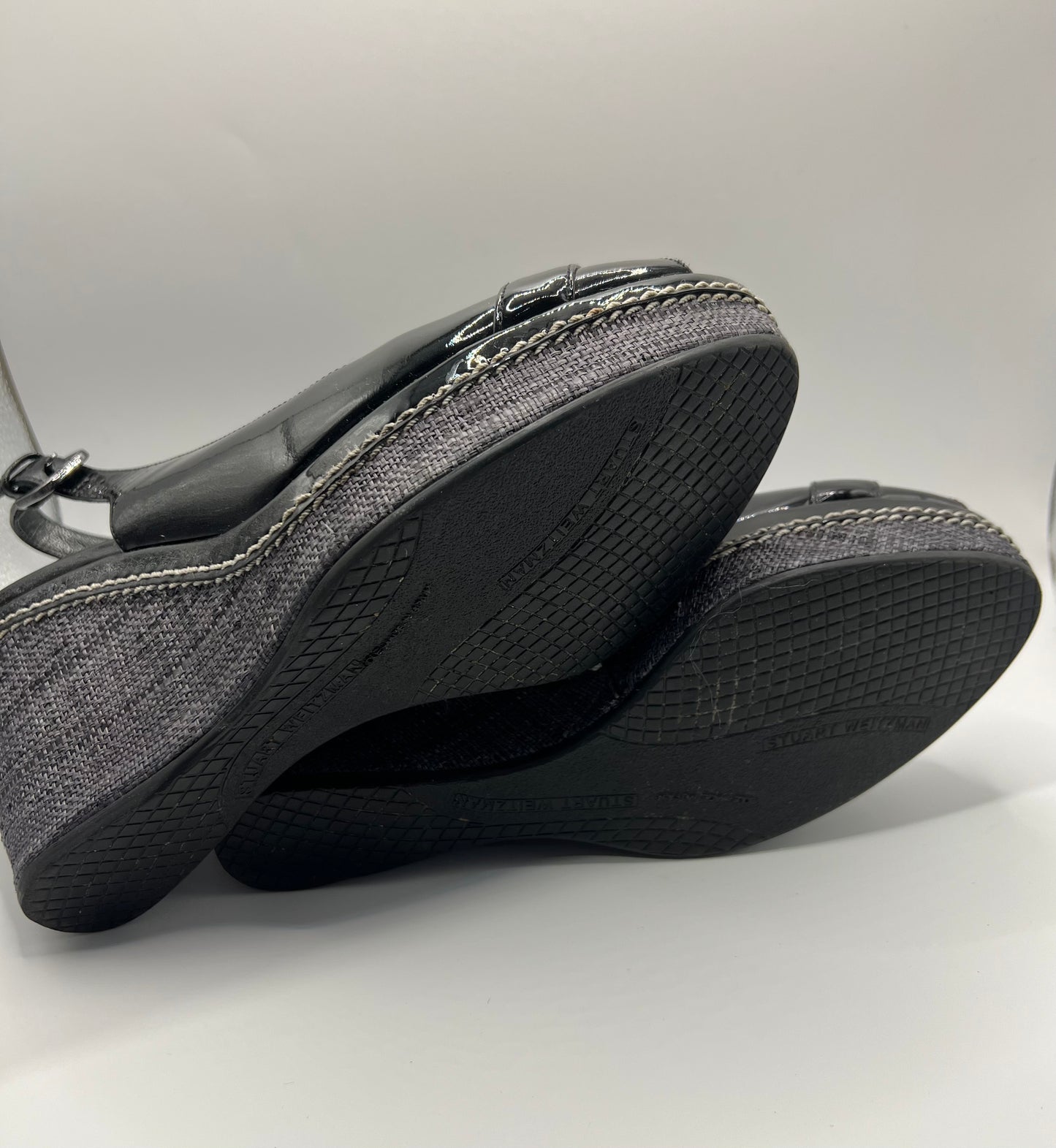 Stuart Weitzman Black Patent Leather Sling Back Heels 7 1/2