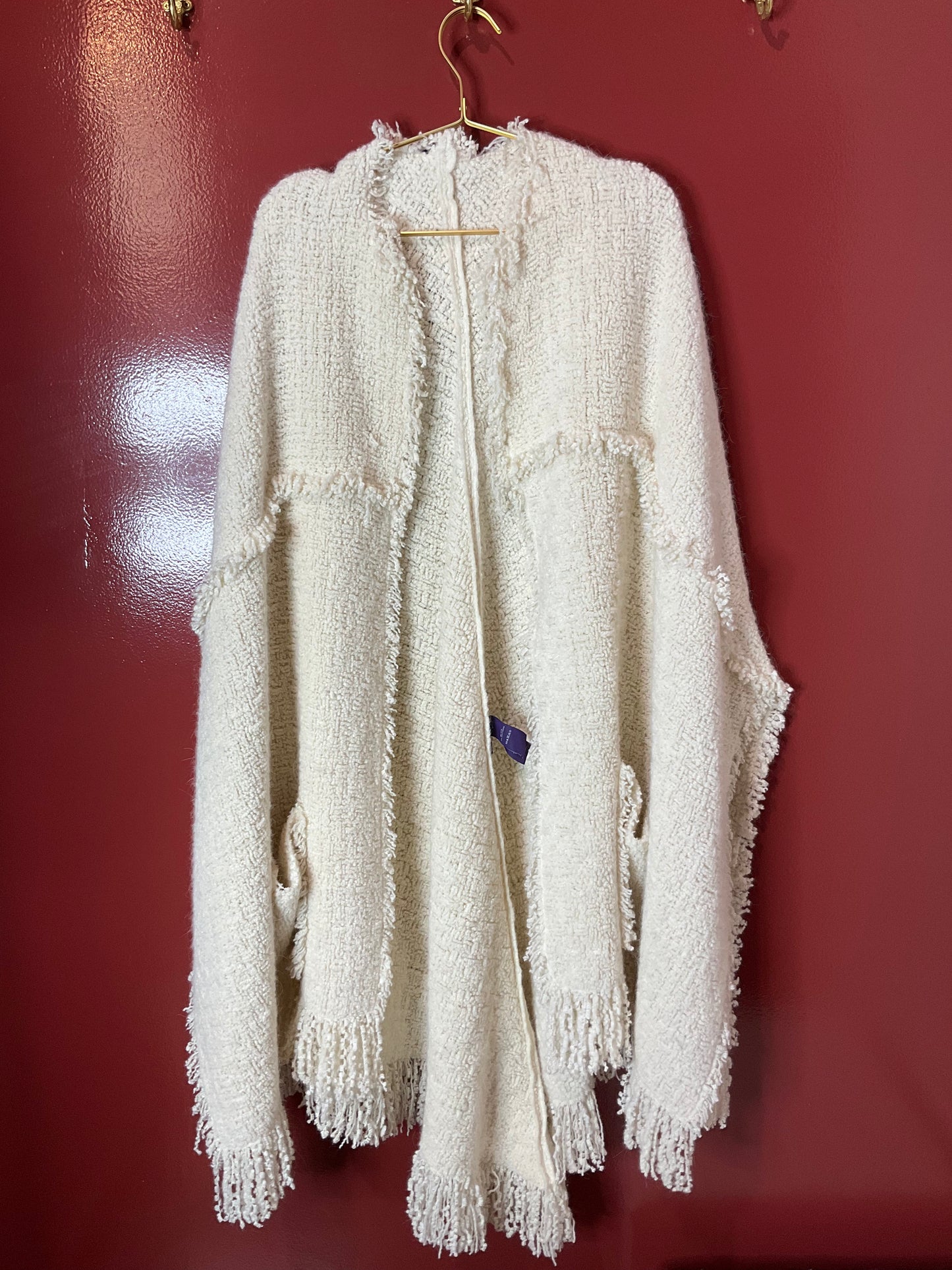 Ralph Lauren Cream Fuzzy Shawl OS