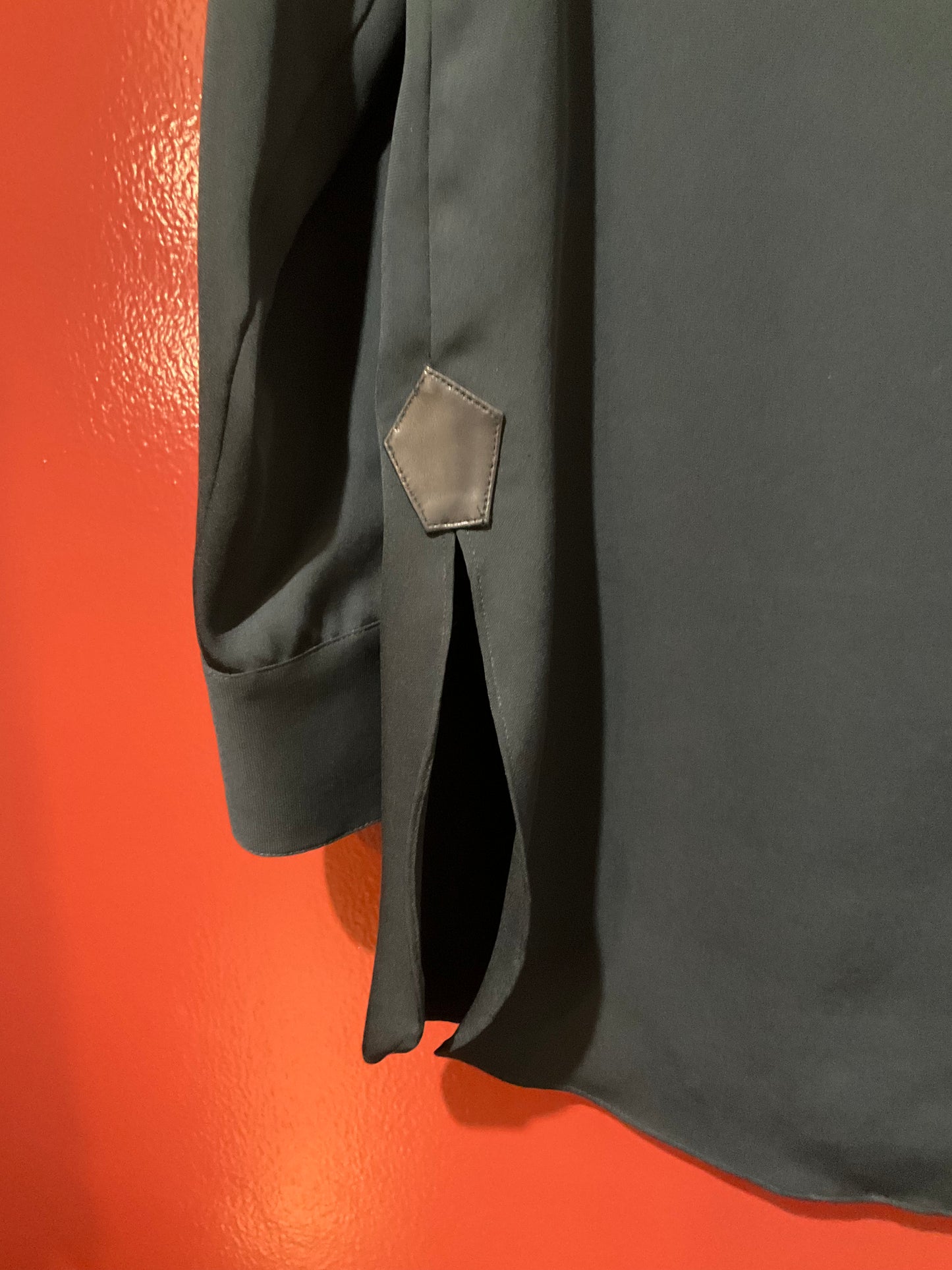 Rag & Bone Black Button Shirt Leather Collar XS