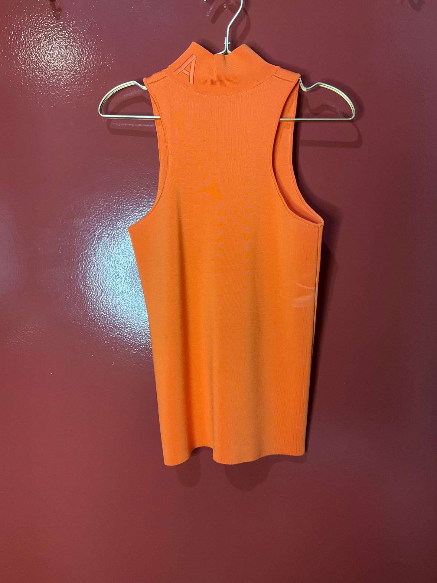 Nina Ricci Orange Sleeveless 1/2 Zip Sweater S