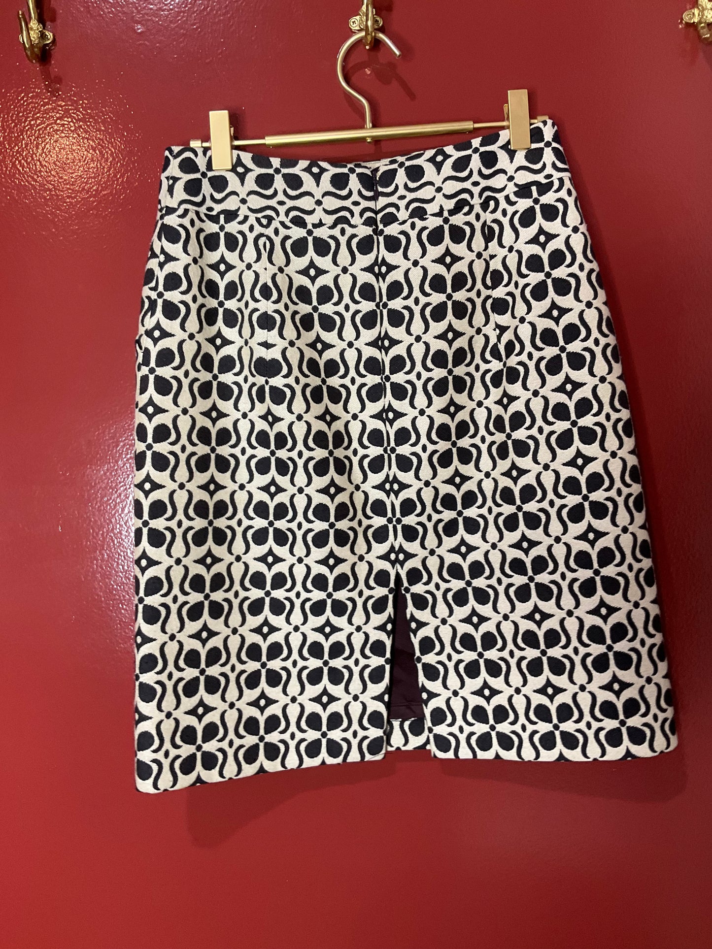 Milly Cream and Black Print Skirt with Pockets 4