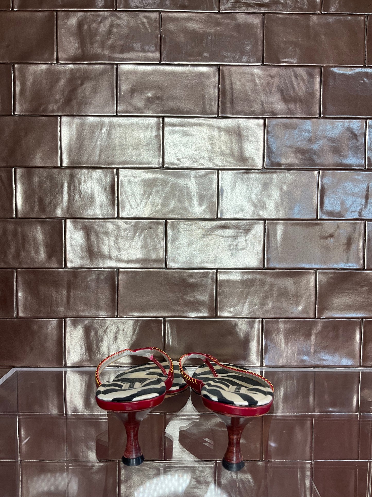 Zebra/Red Kitten Heel Manolo Blahnik 38 1/2