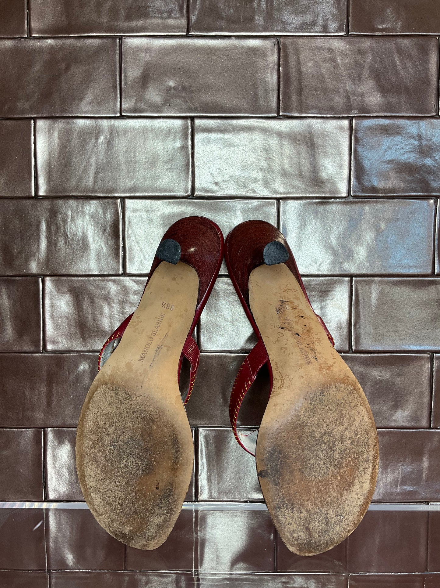 Zebra/Red Kitten Heel Manolo Blahnik 38 1/2