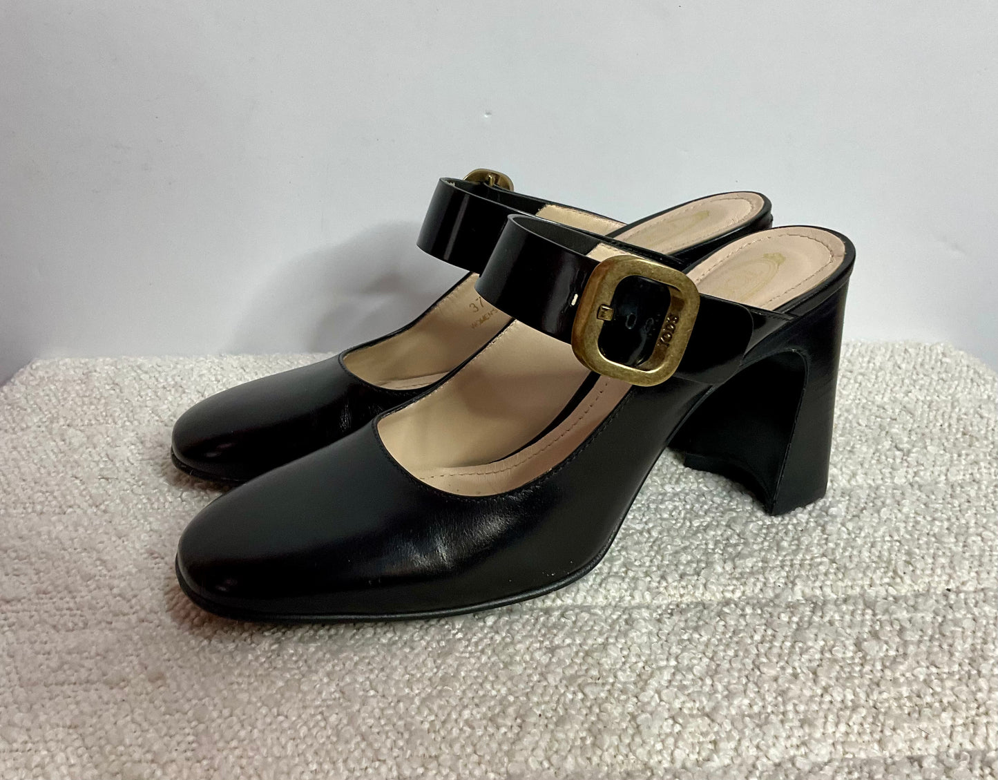 Tods Black Buckle Heel 37.5