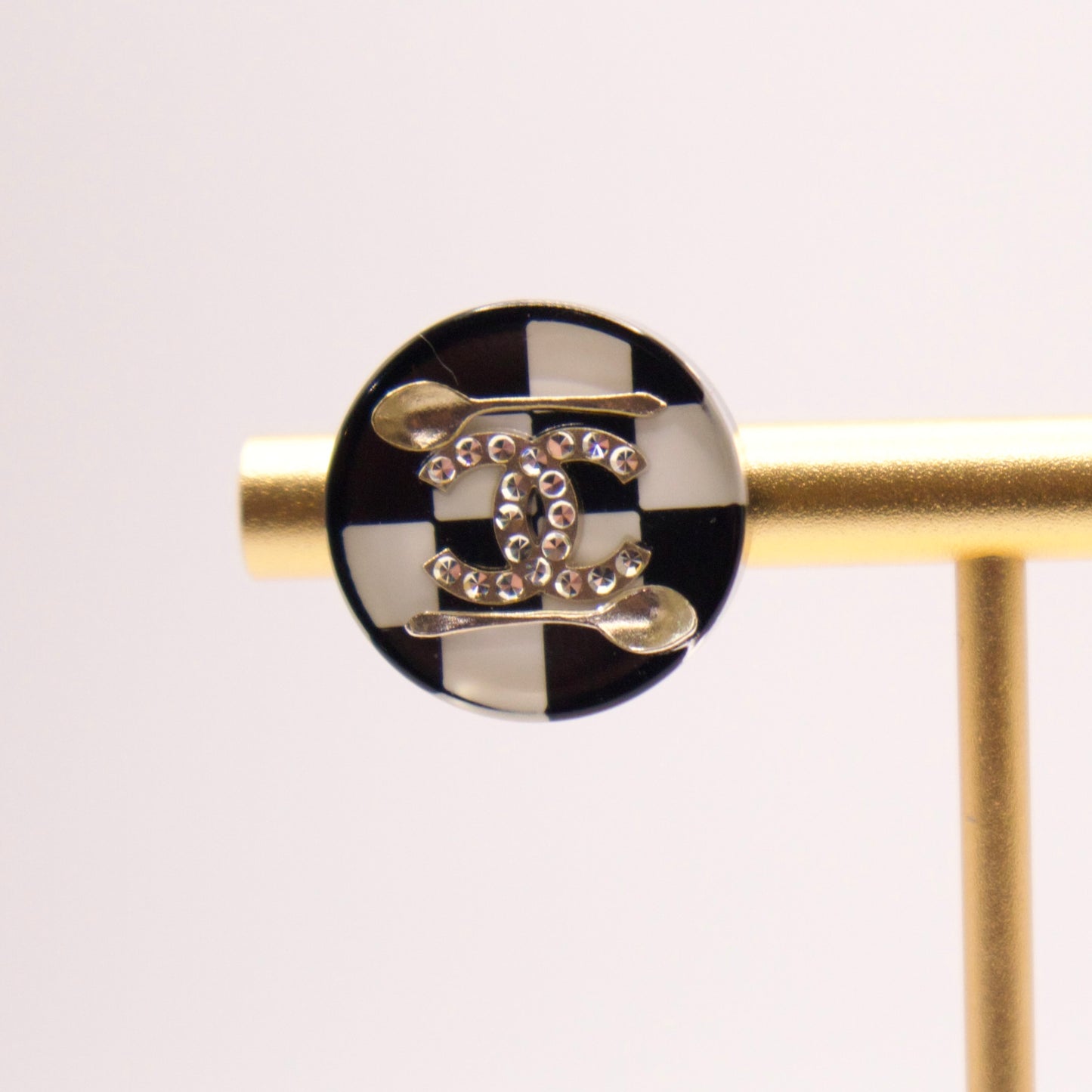 Chanel Checkered Spoon Earrings