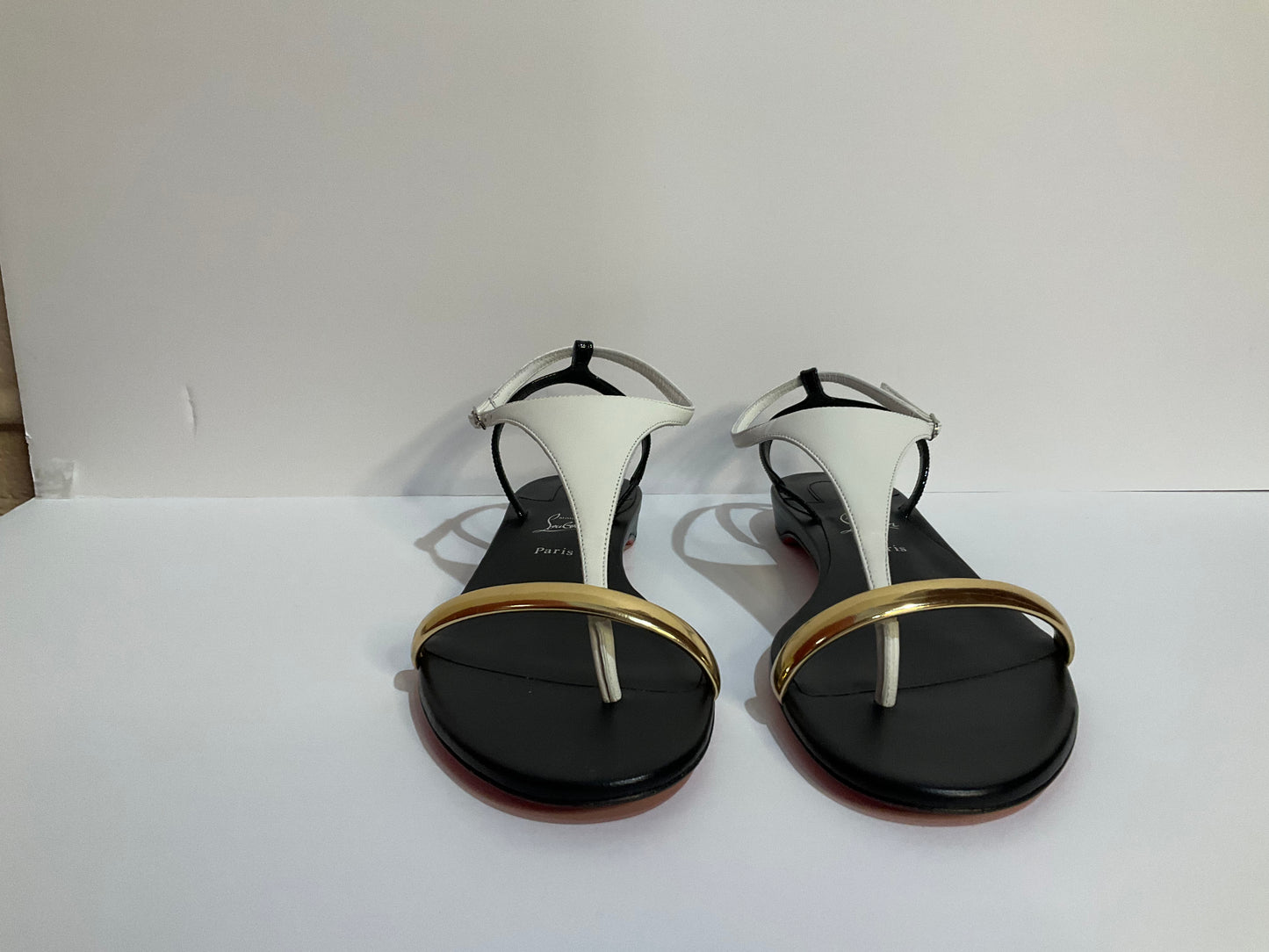 Louboutin Black/White 38 1/2 Athinita Flat