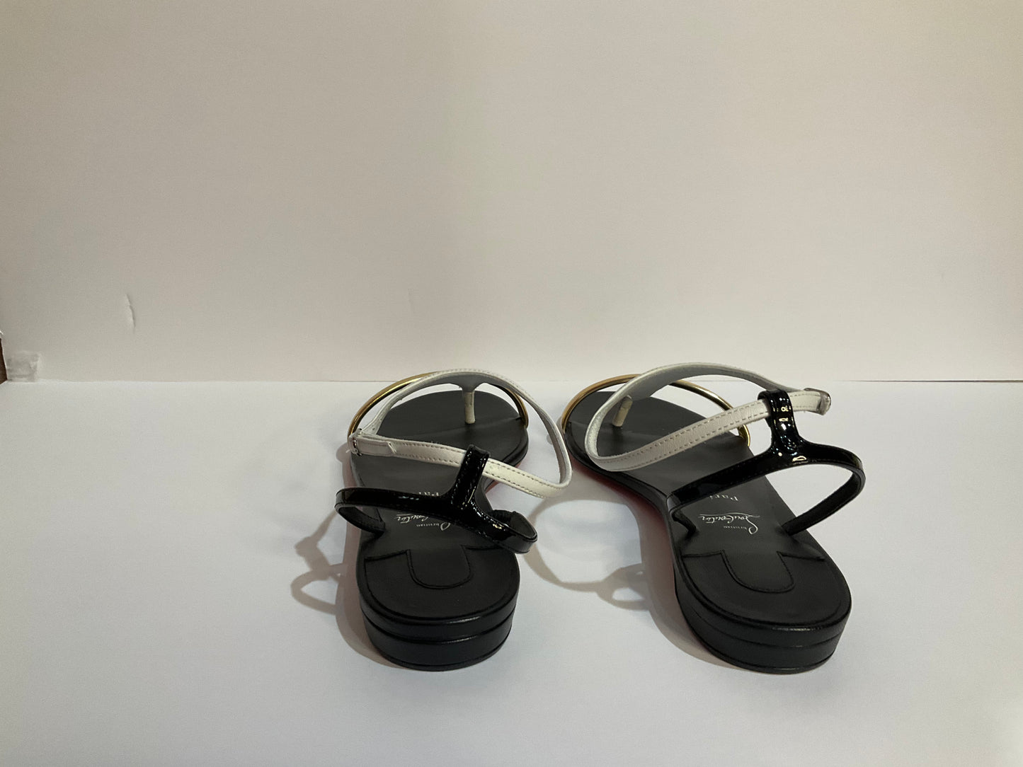 Louboutin Black/White 38 1/2 Athinita Flat
