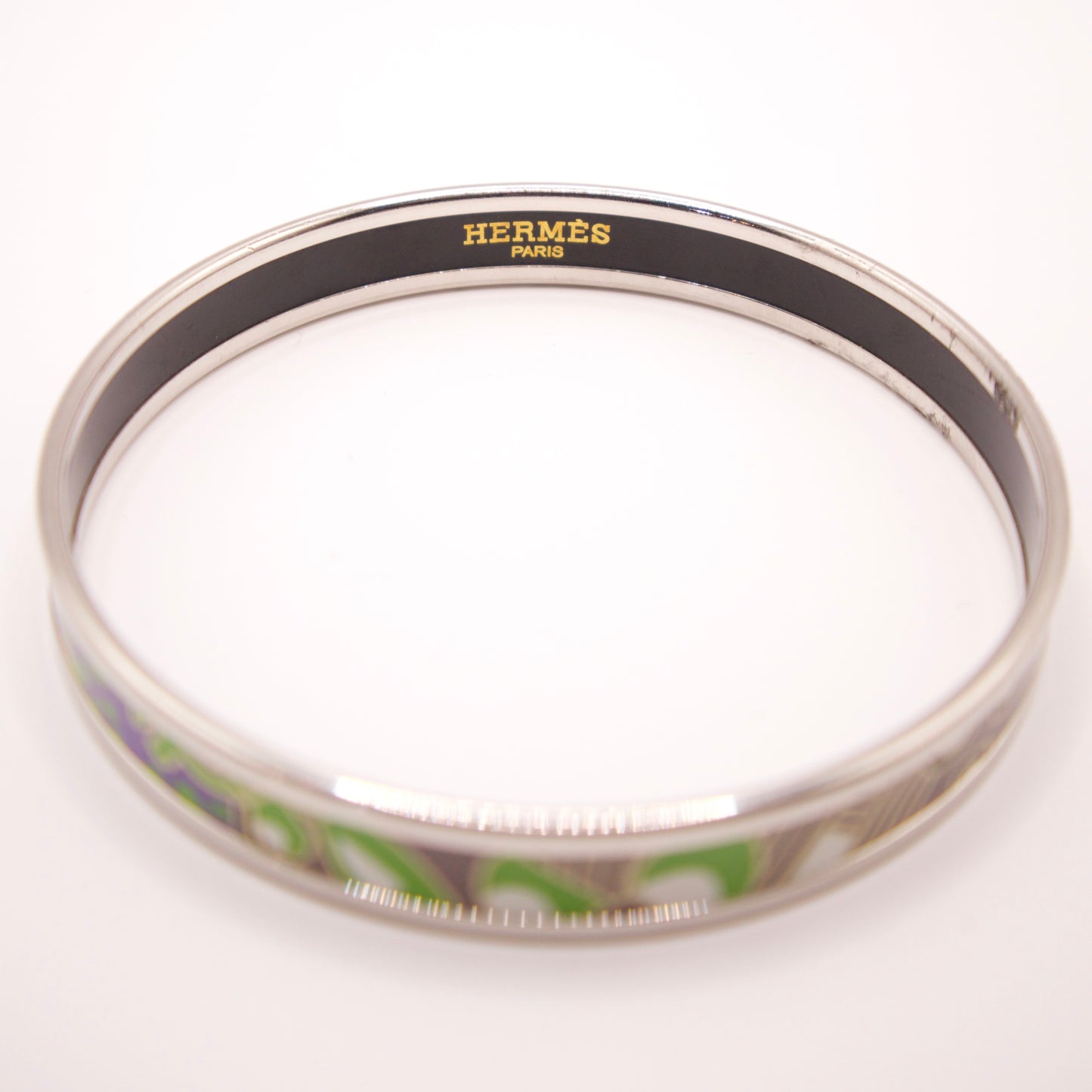 Hermes Narrow Green & Silver Bangle