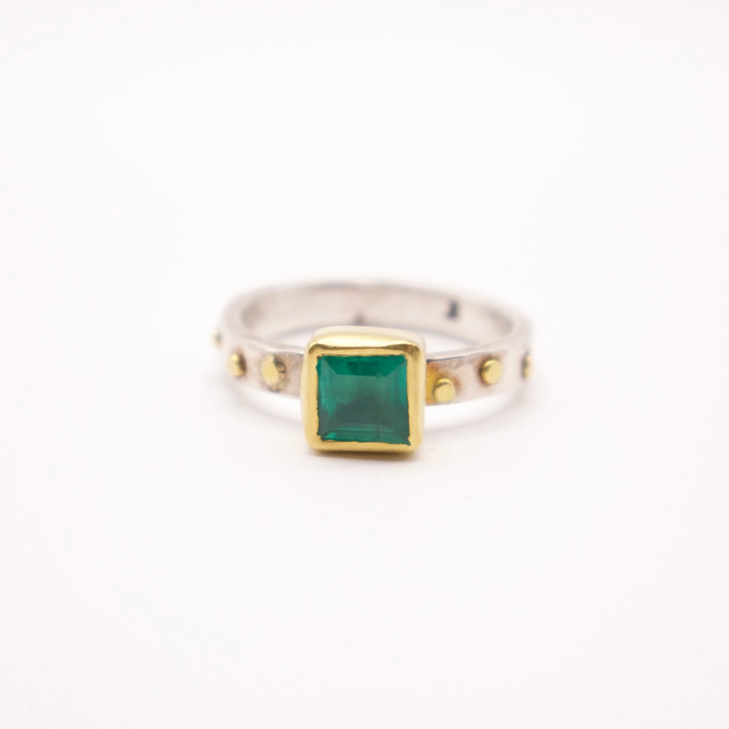 ring 925/18K emerald stack ring