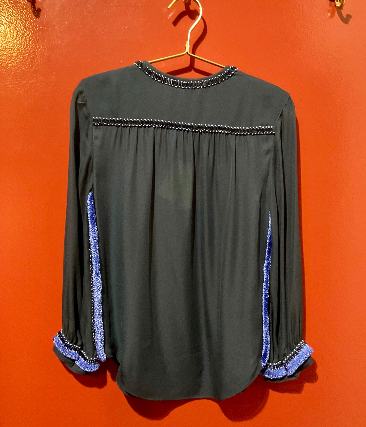 Derek Lam Crosby Blue Embellished Silk Top 4