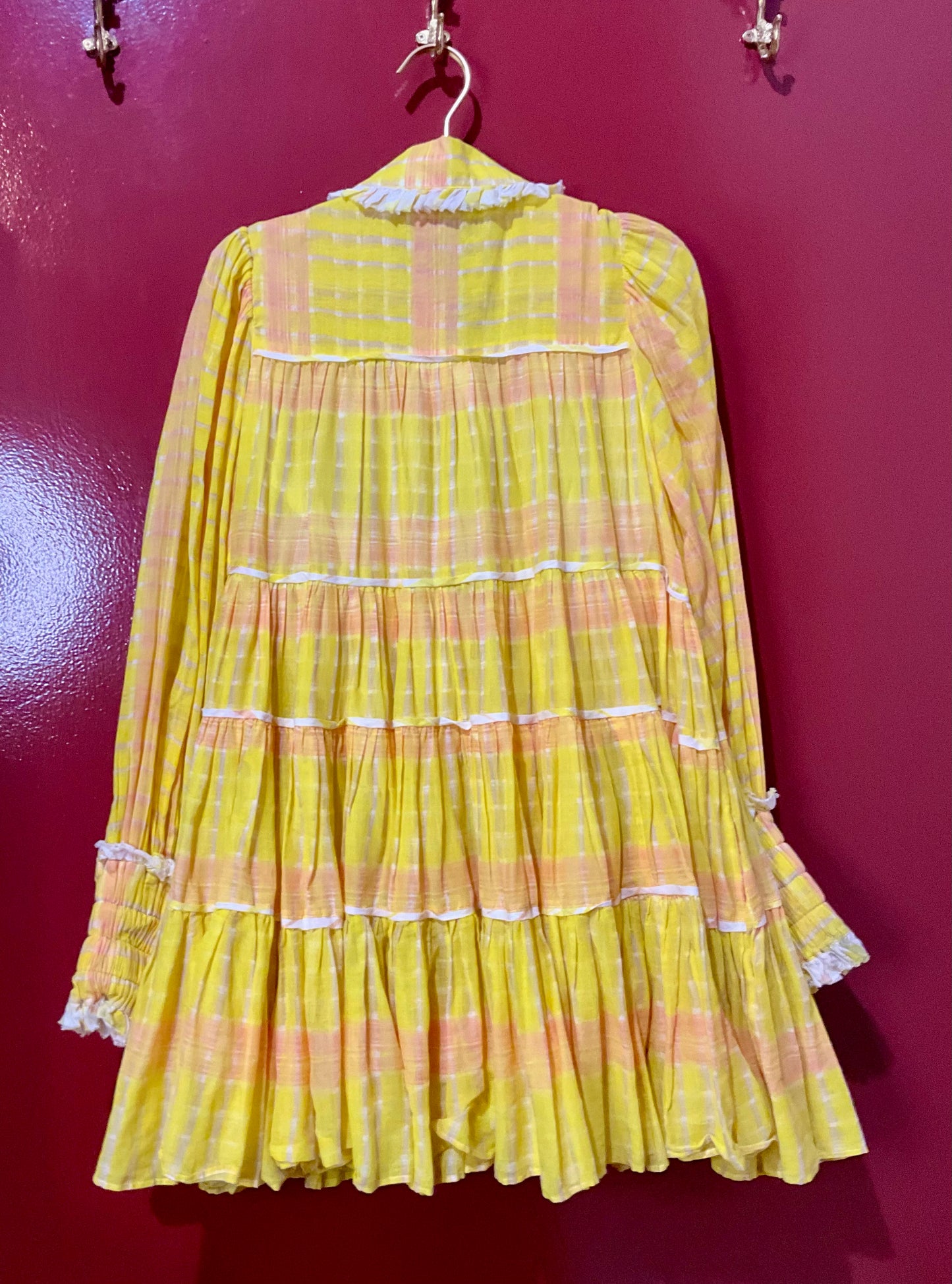 Aje Yellow Plaid Swing Dress 6