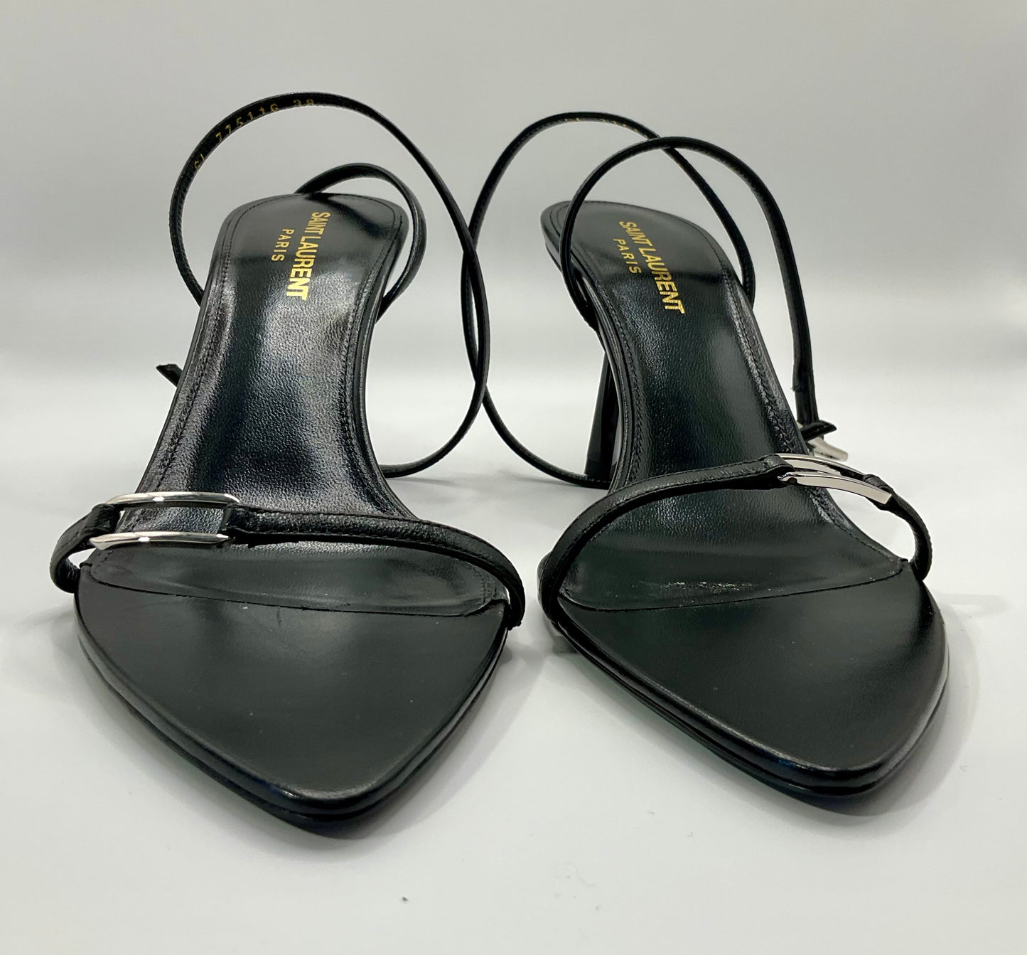YSL Black Nero Kitty Heels 38