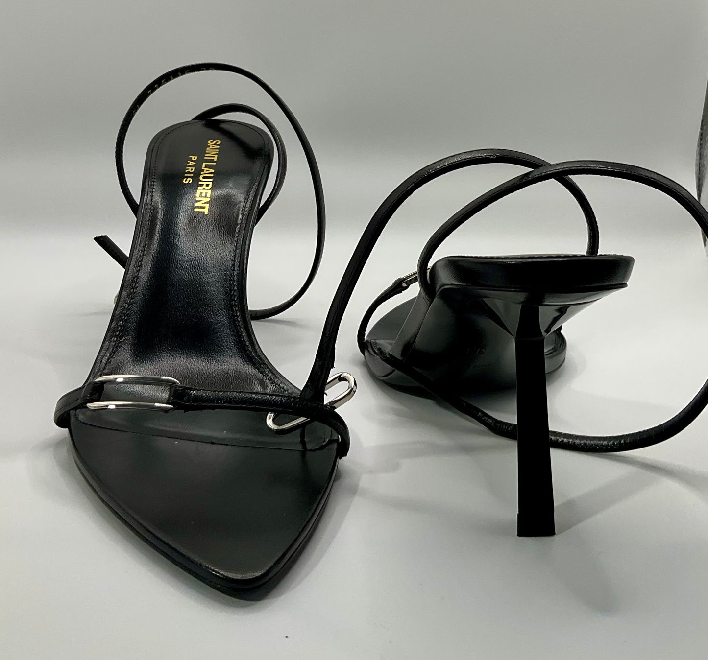 YSL Black Nero Kitty Heels 38