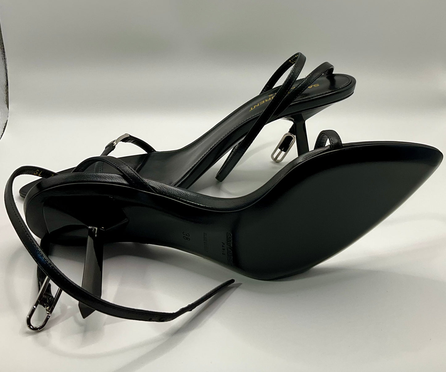 YSL Black Nero Kitty Heels 38