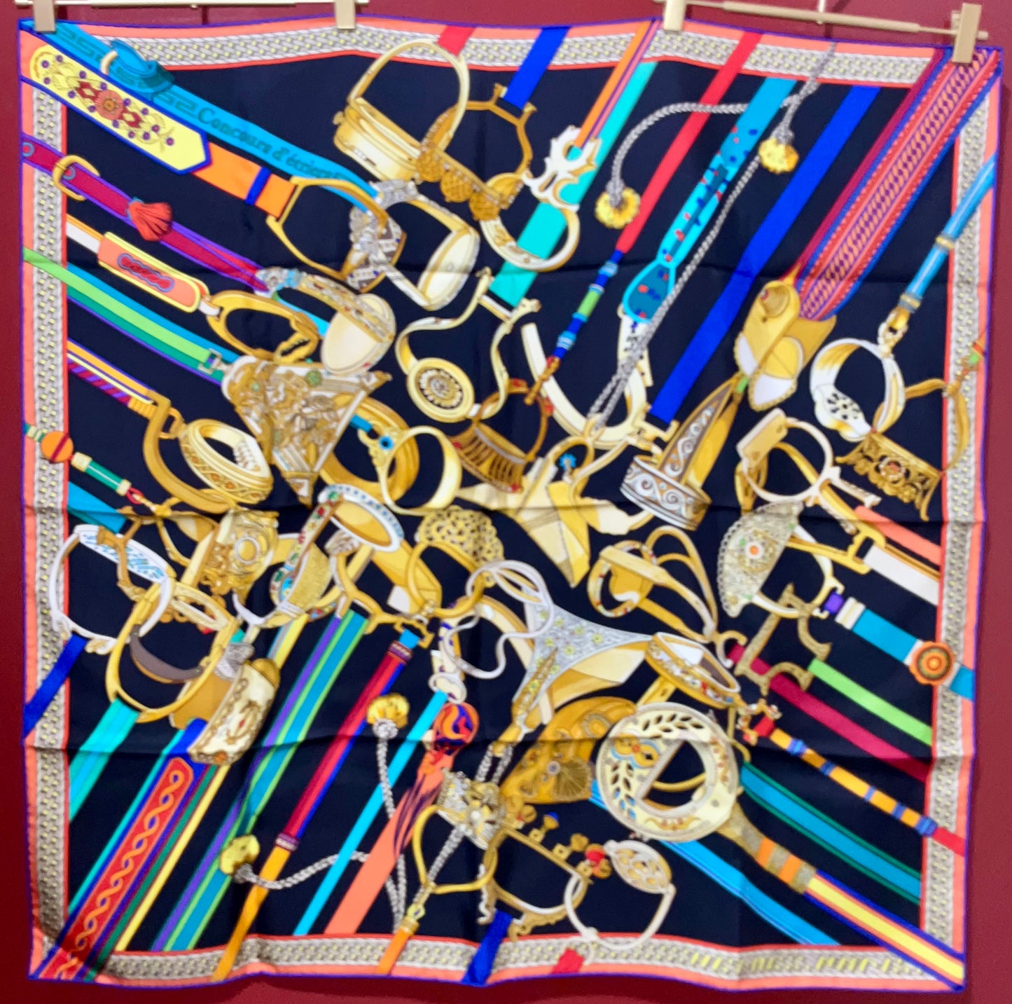 Hermes Concours D'Etriers Noir Scarf
