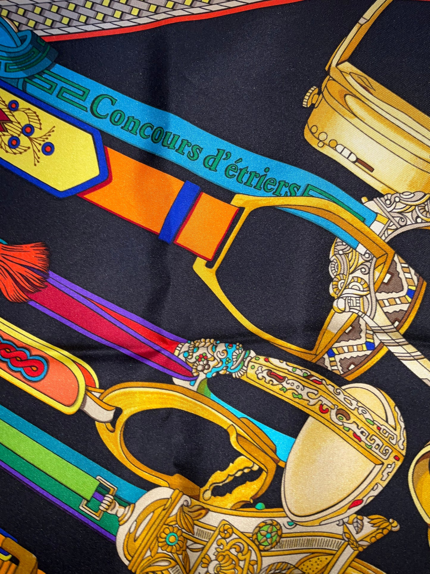 Hermes Concours D'Etriers Noir Scarf