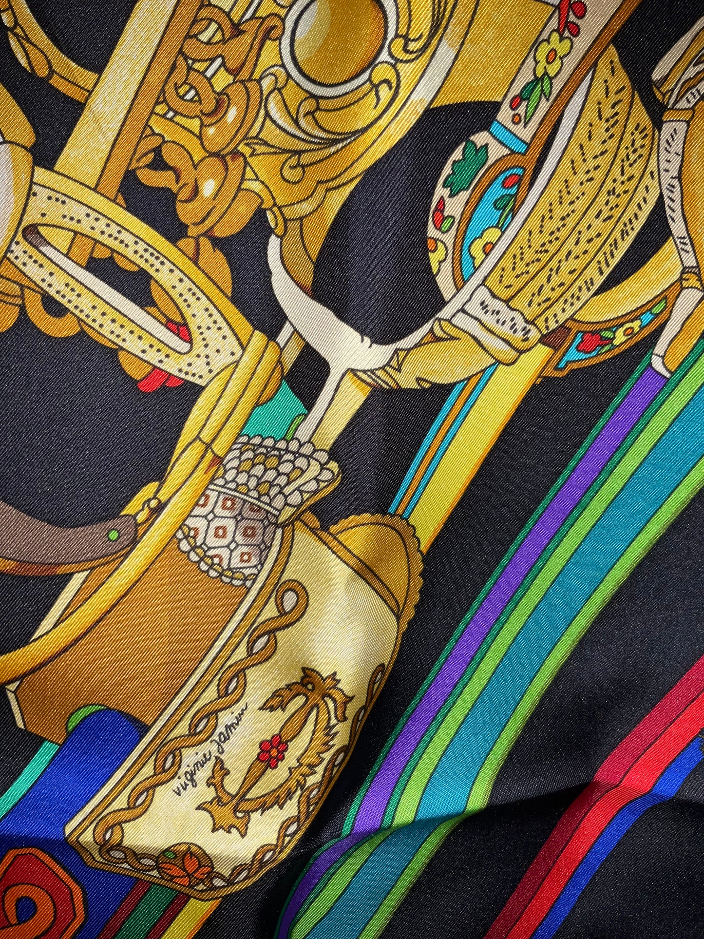 Hermes Concours D'Etriers Noir Scarf