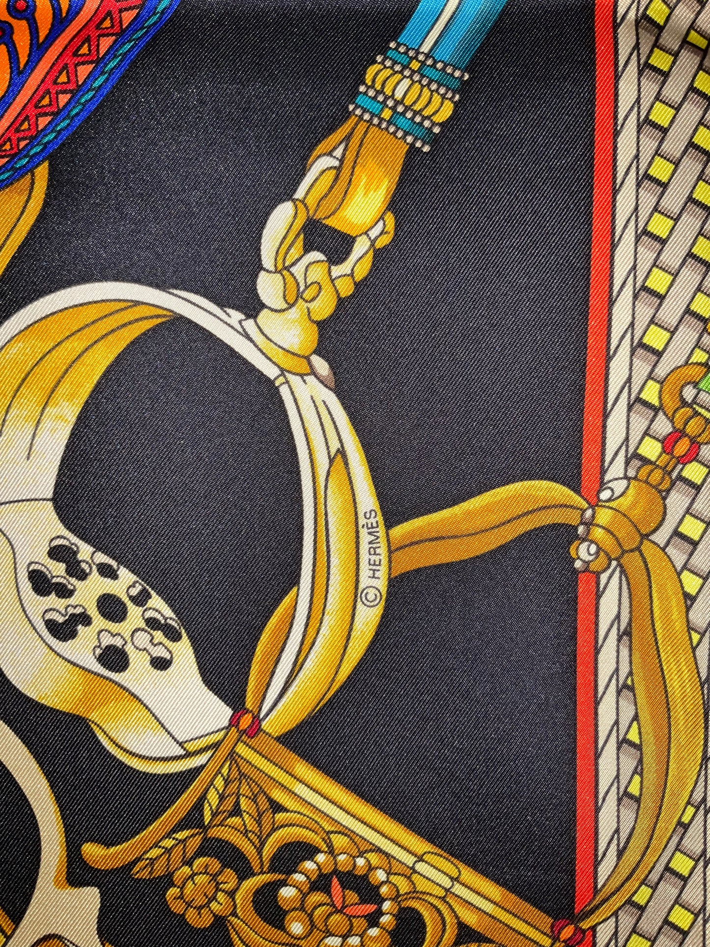 Hermes Concours D'Etriers Noir Scarf