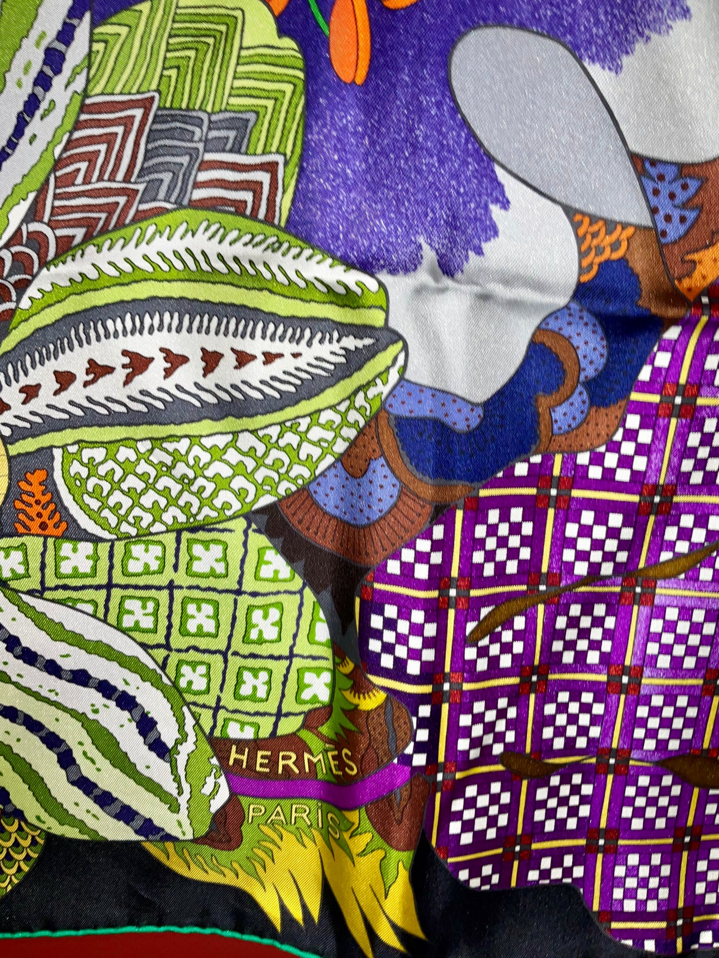 Hermes Fleurs D'Indiennes Noir Scarf