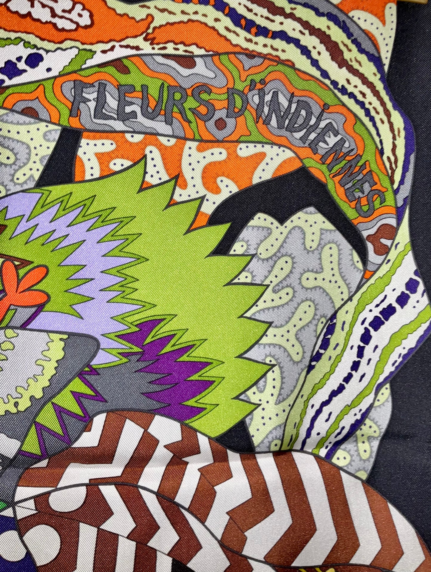 Hermes Fleurs D'Indiennes Noir Scarf