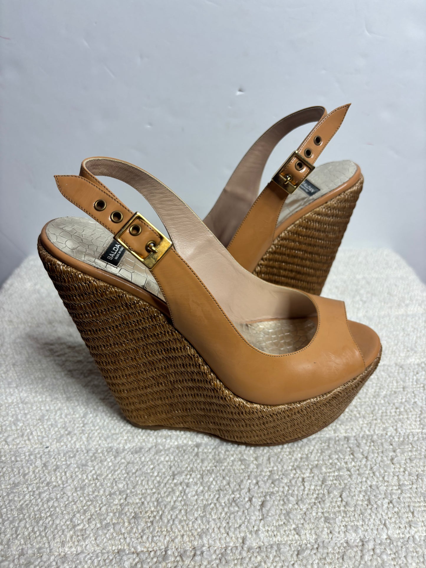 Baldan Beige Platform Sandals 38.5