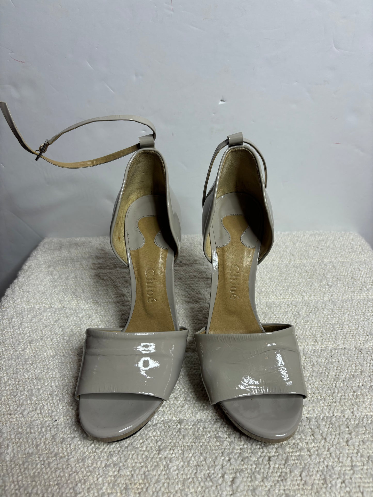Chloe Patent Beige Sandals