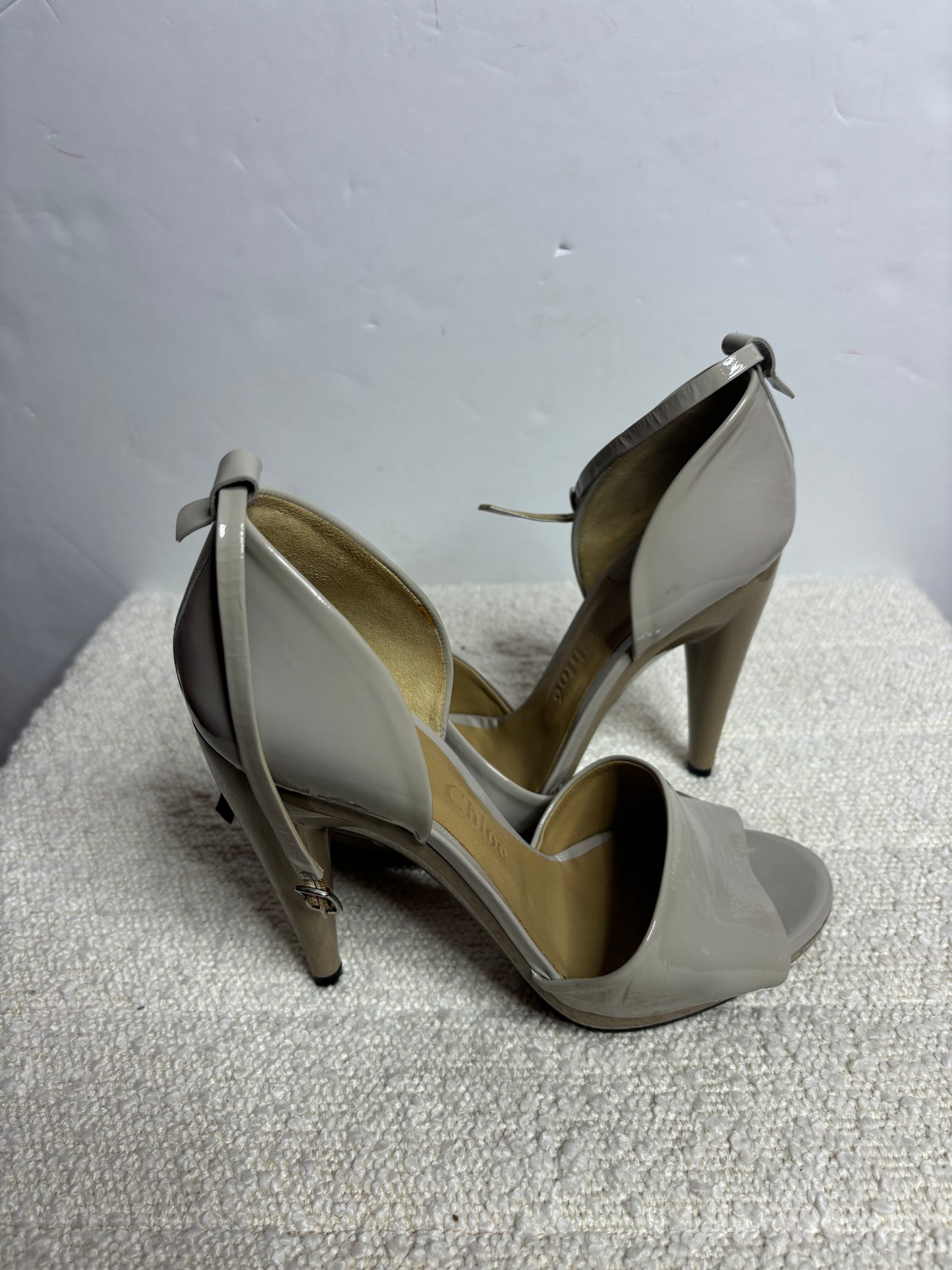 Chloe Patent Beige Sandals