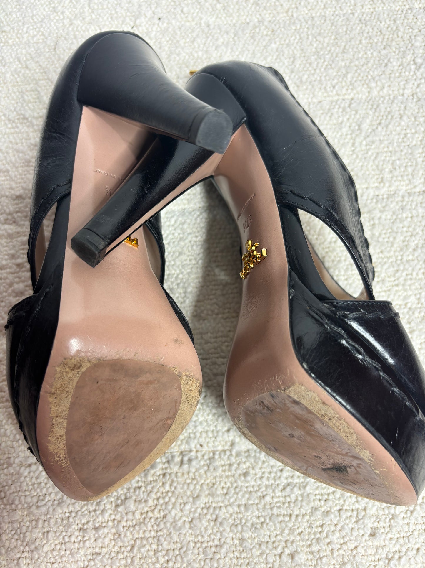 Prada Black Zip Heel 37 1/2