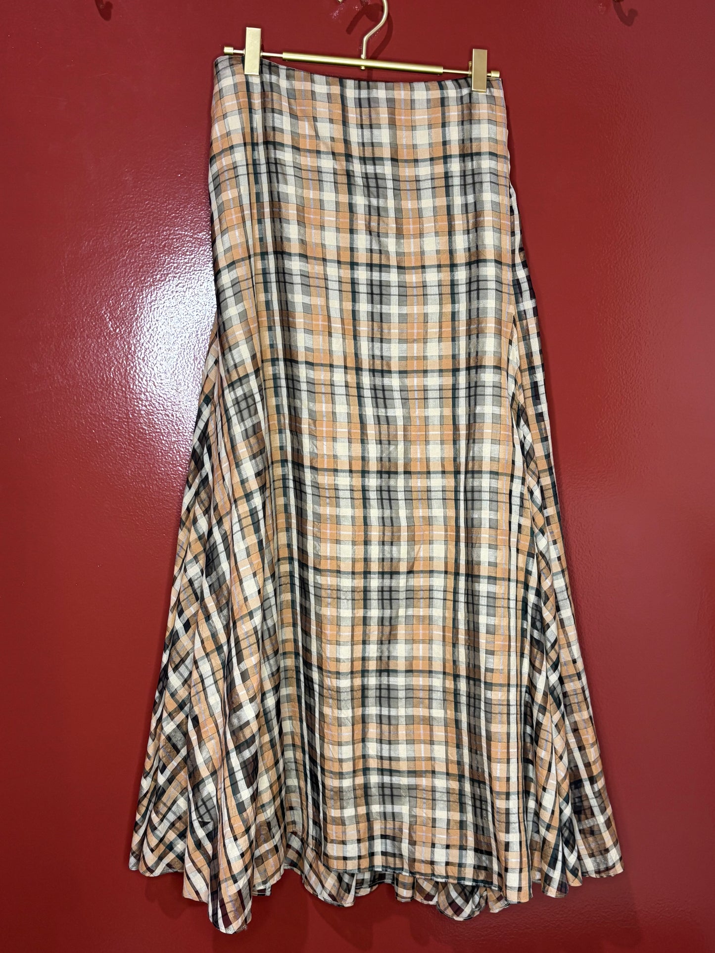 AKRIS Plaid Maxi Skirt 14