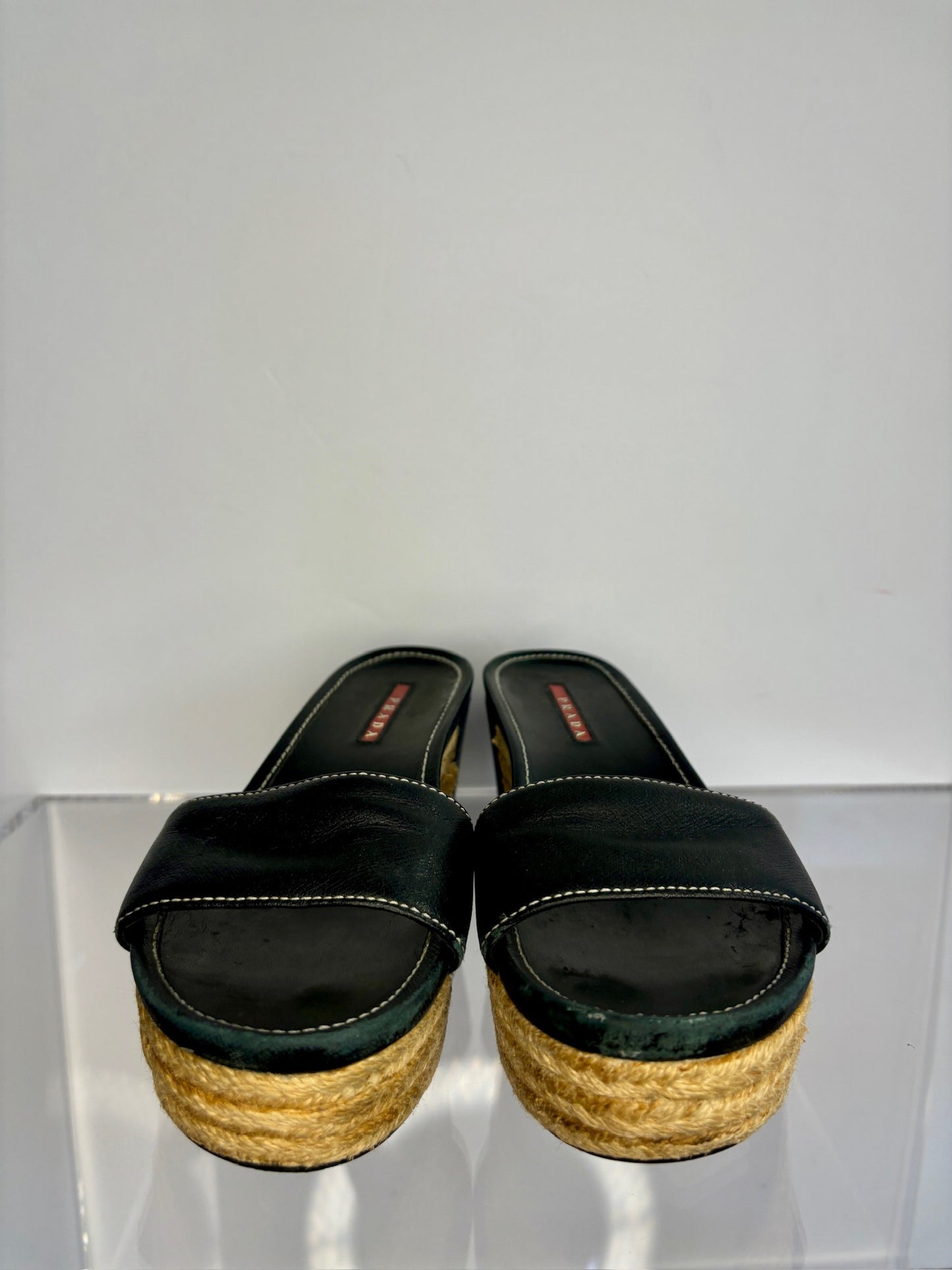 Prada black Platform slides 37.5
