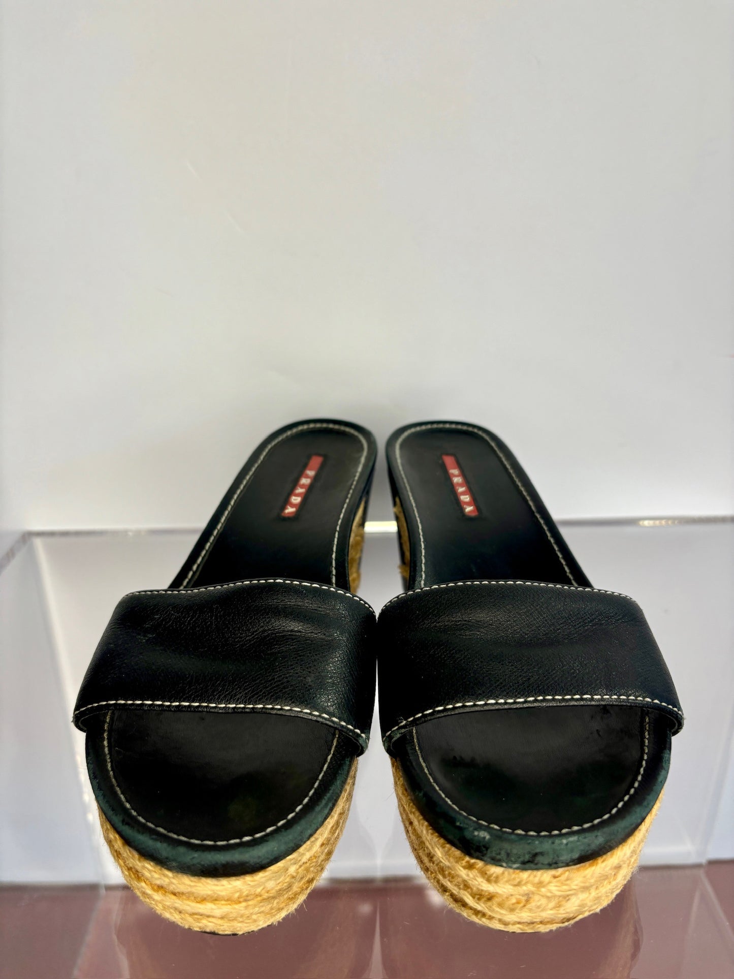 Prada black Platform slides 37.5