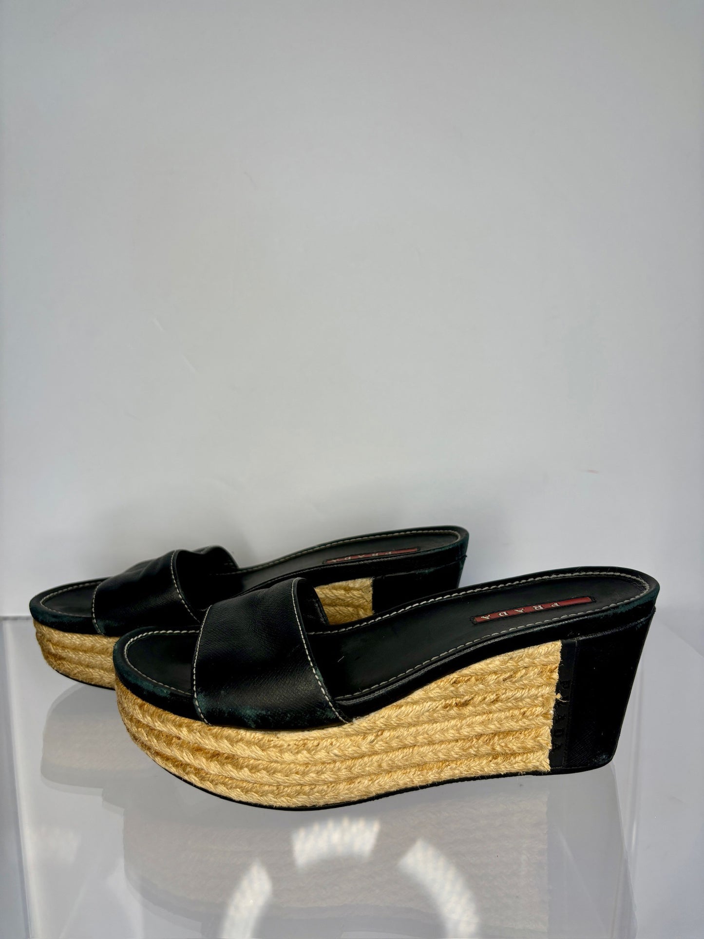 Prada black Platform slides 37.5