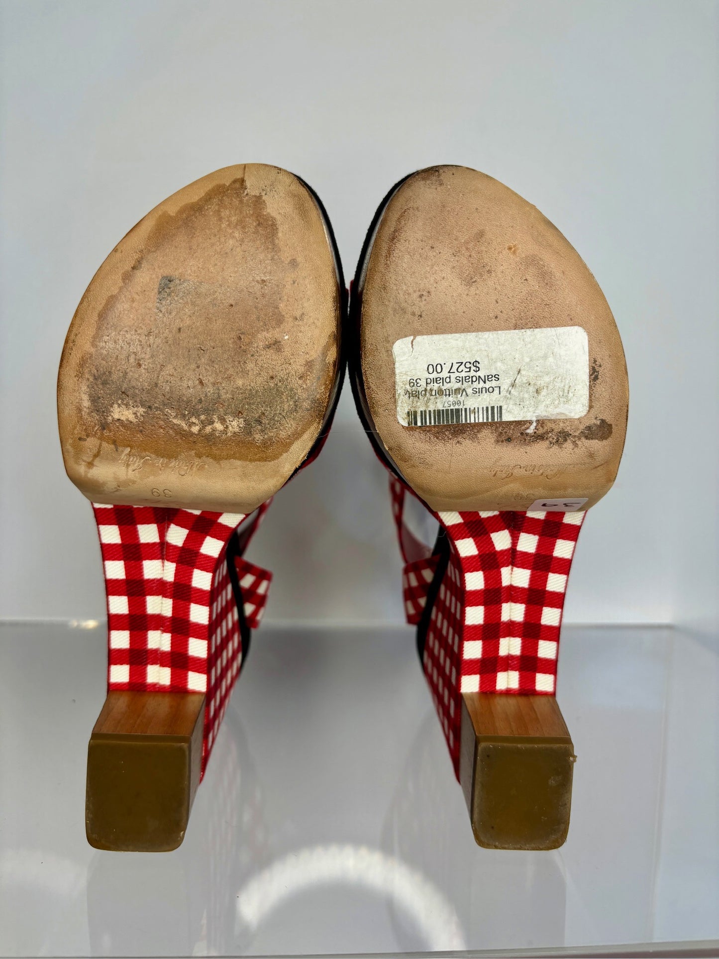 Louis Vuitton plat saNdals plaid 39