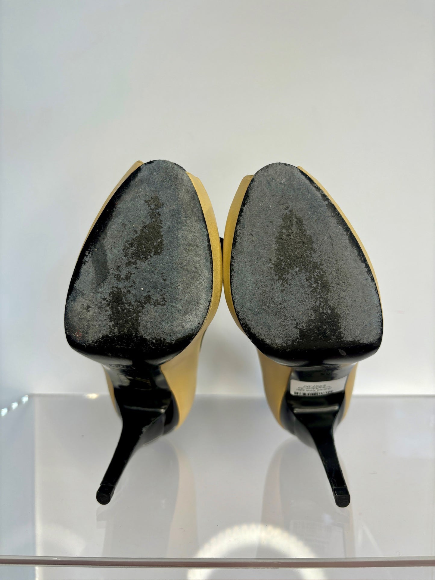 chanel heel plat livory/black 39