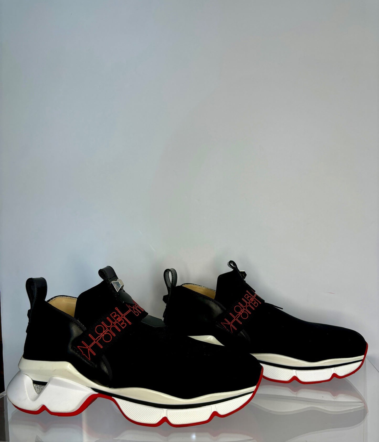 christian louboutin black sock sneaker 38 1/2