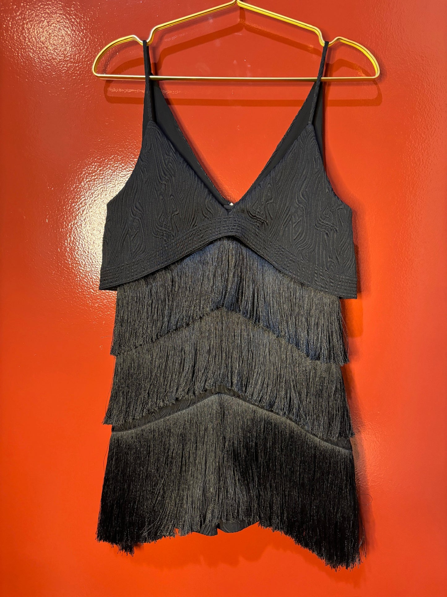 Alexis Black Fringe Dress Small