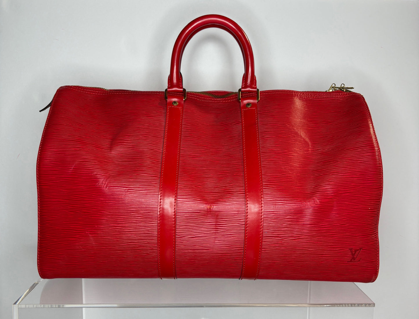 Louis Vuitton Duffle Red Epi