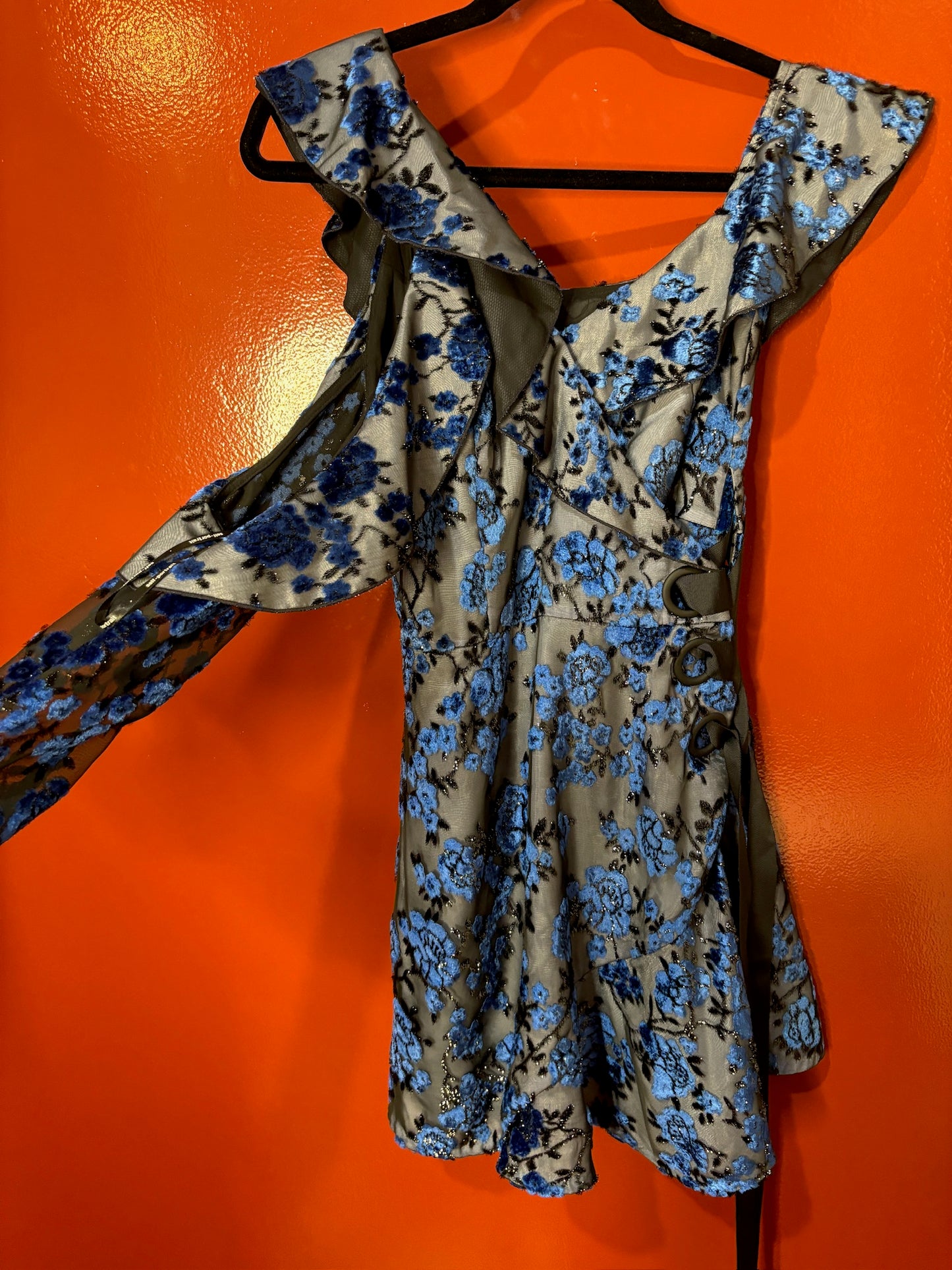 self portrait blue/black shiny dress 4