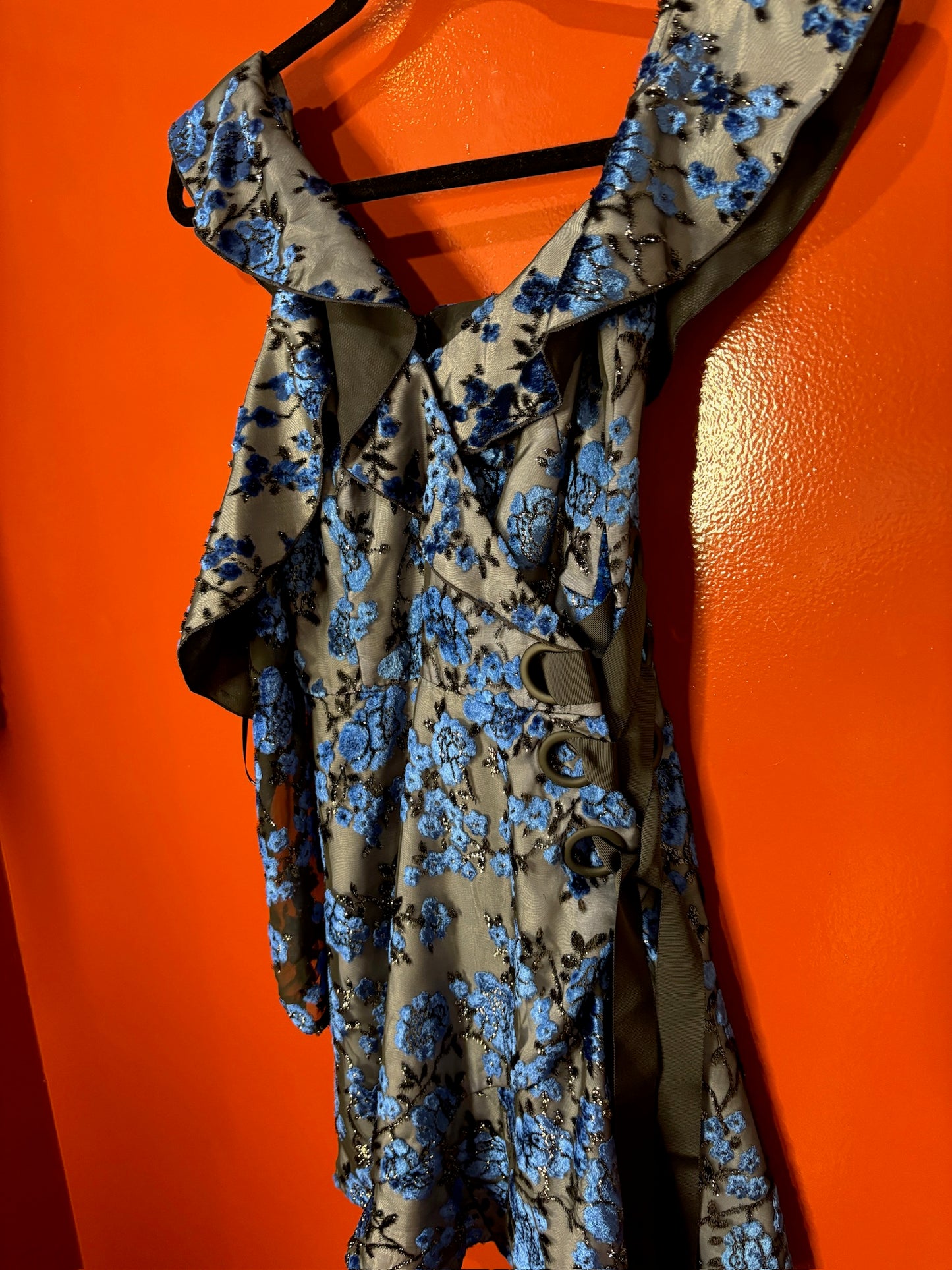 self portrait blue/black shiny dress 4