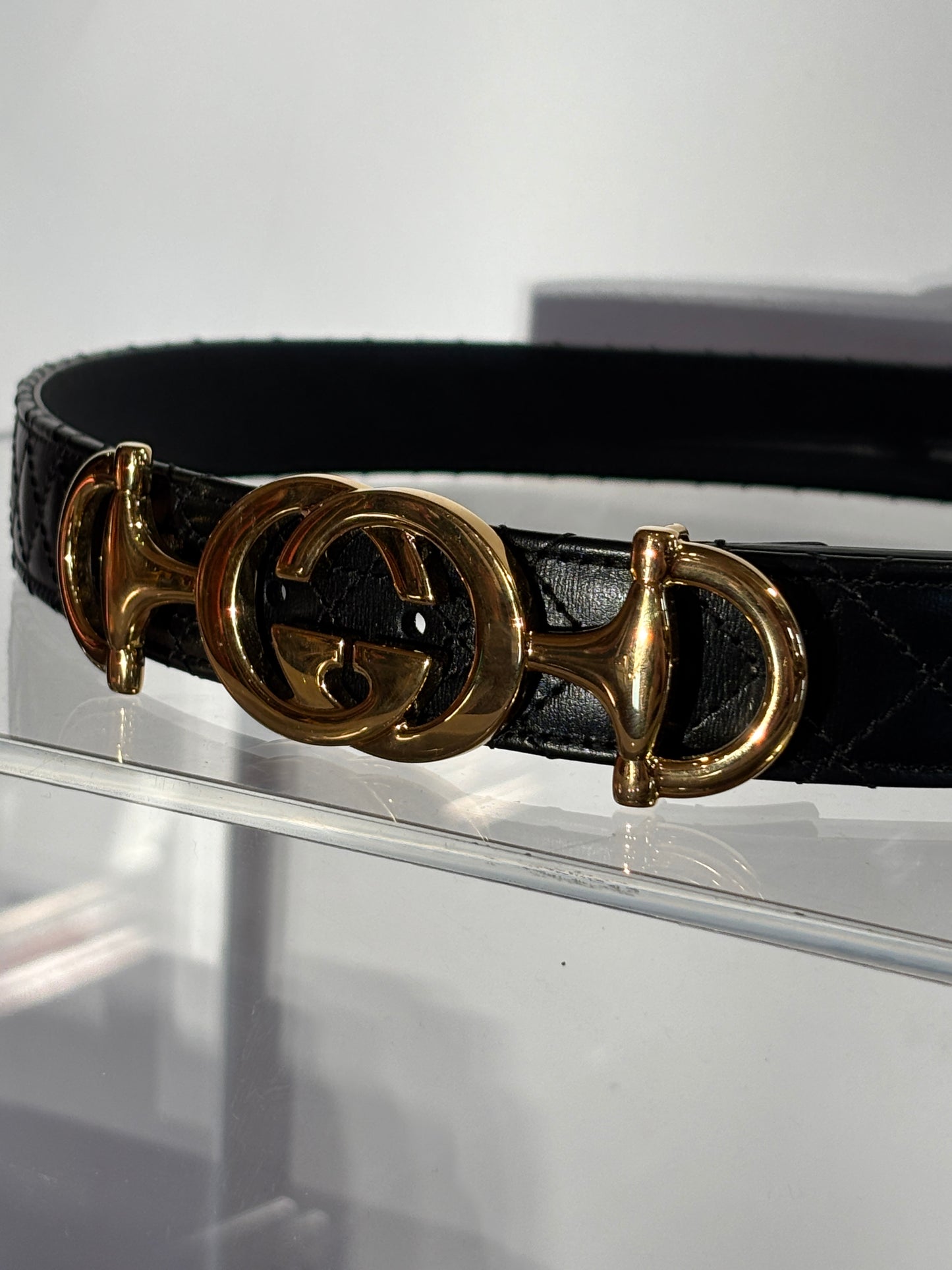 Gucci Horsebit Buckle Quilted Belt 34