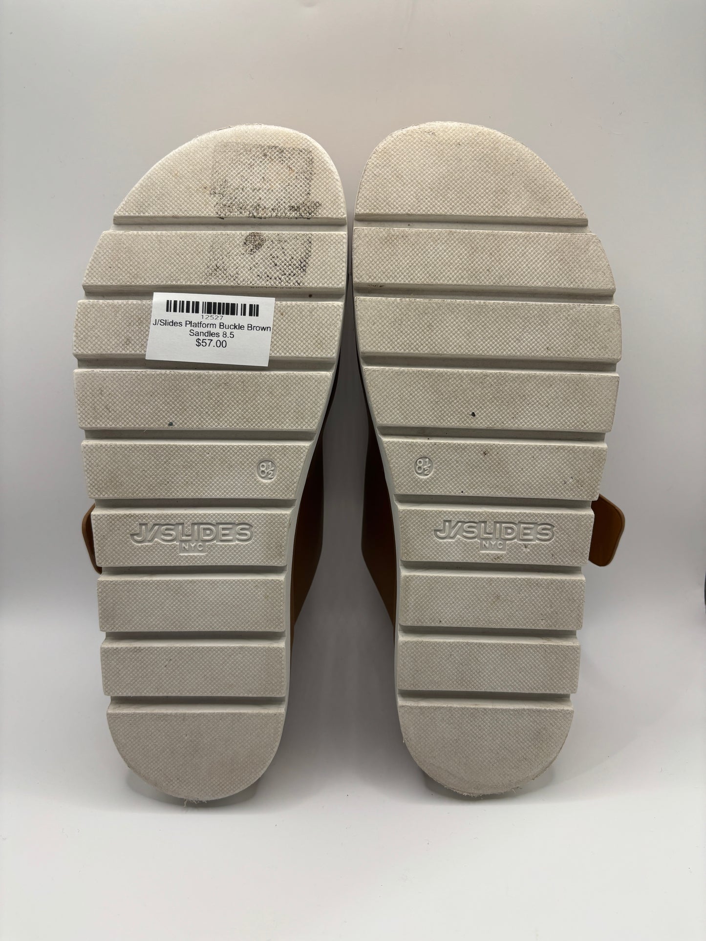 J/Slides Platform Buckle Brown Sandles 8.5