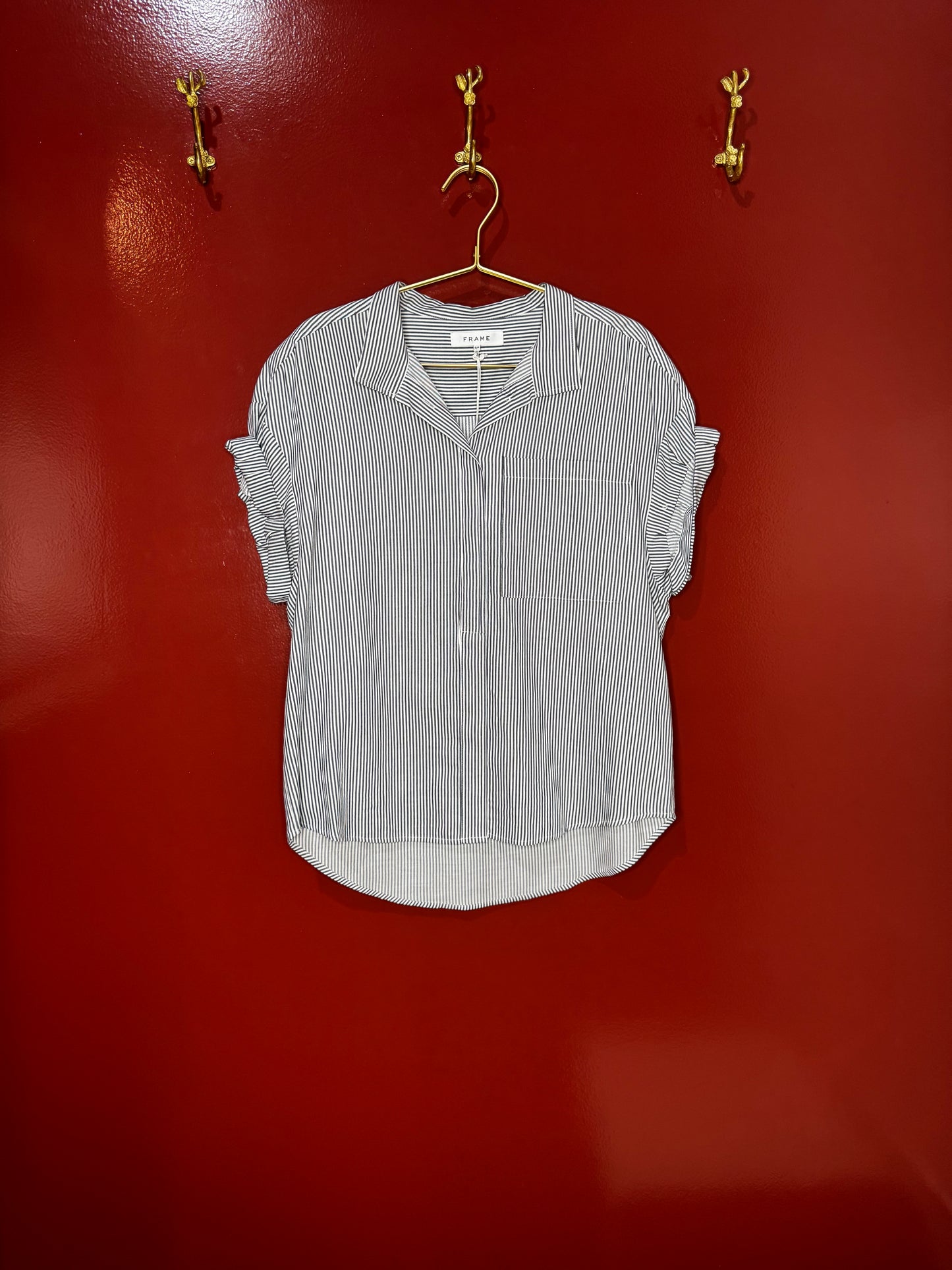 Frame Blue and White Striped Shirt S