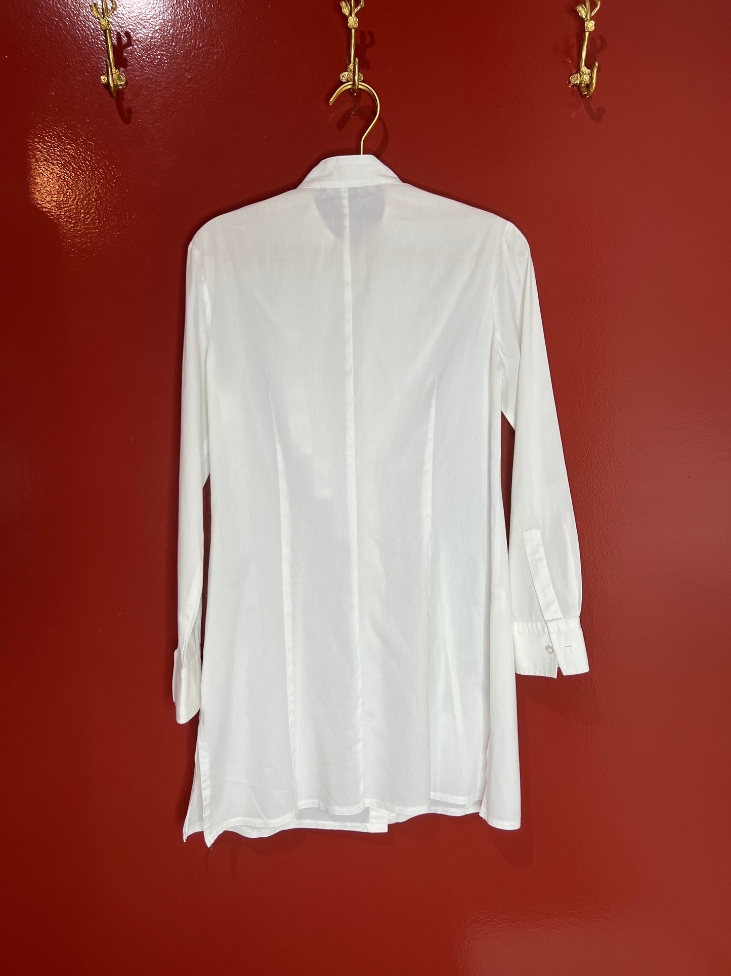 Insight Button Down White Tunic With Ruffle 6