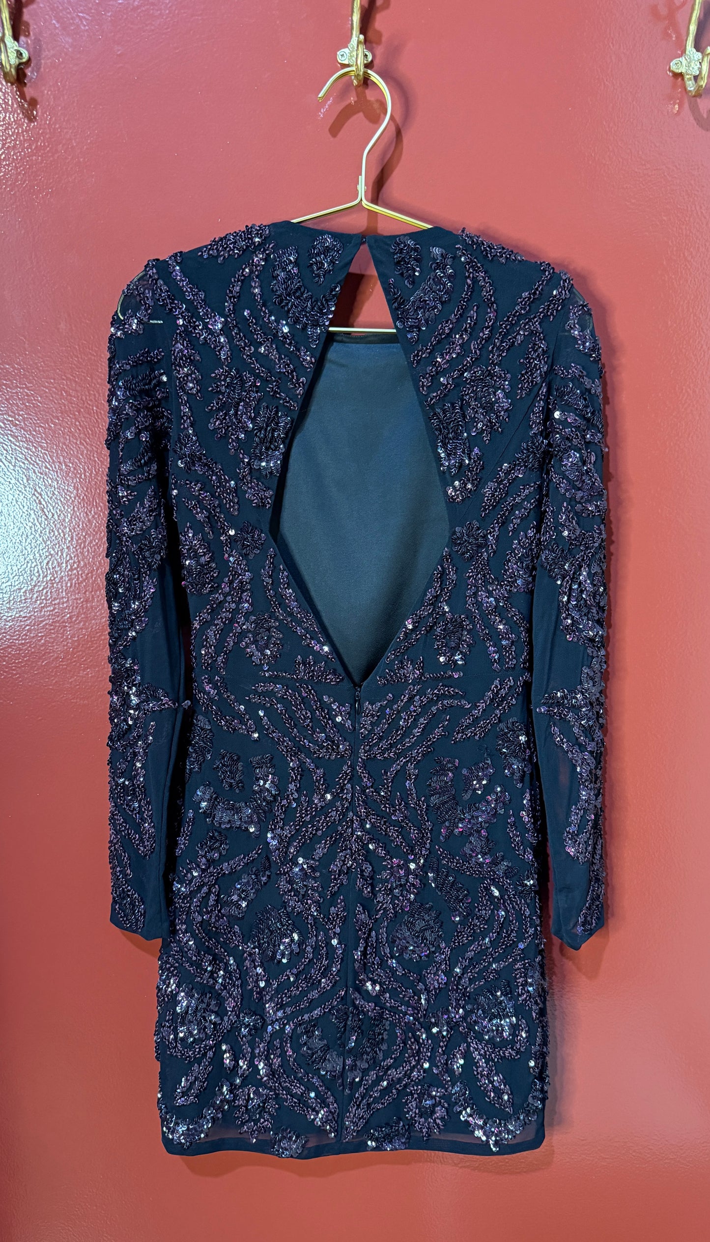 Parker Black/Brown Sequin Dress S