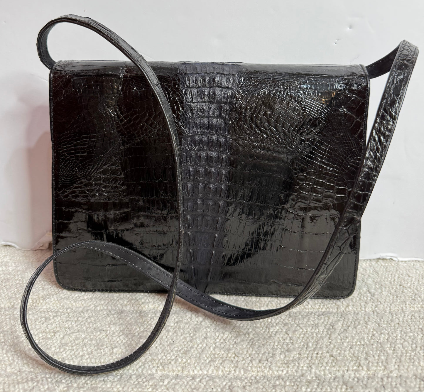 Black Crocodile Shoulder Purse