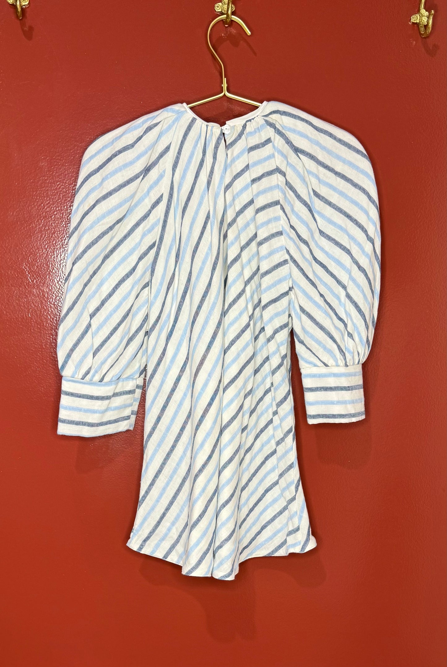 Tish Cox Blue/Cream Stripe Short Sleeve Top S