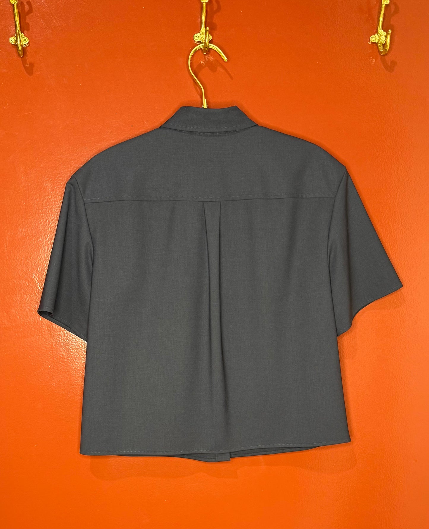 Theory Boxy Navy Short Sleeve Crop Top S
