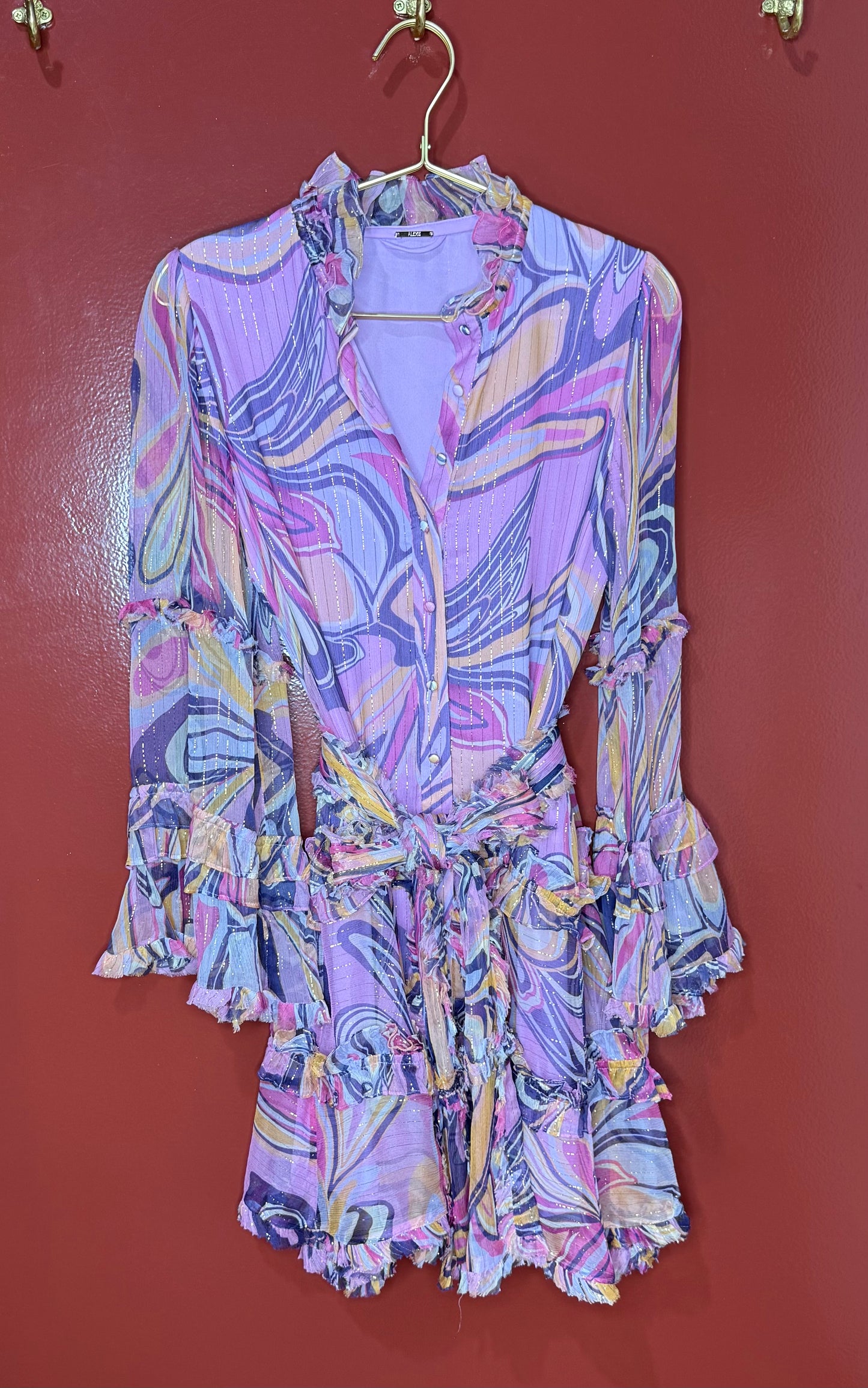 Alexis Sheer with Ruffle Short Dress XS